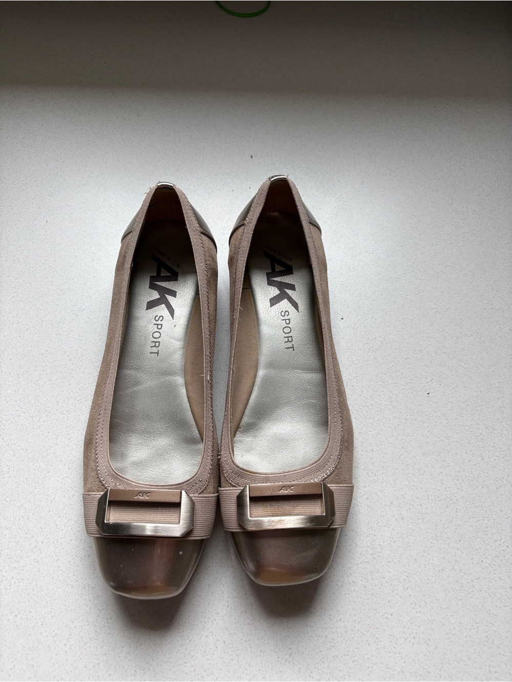 Anne Klein Sport Metallic Taupe Ballet Flats with Buckle - Picture 2 of 2